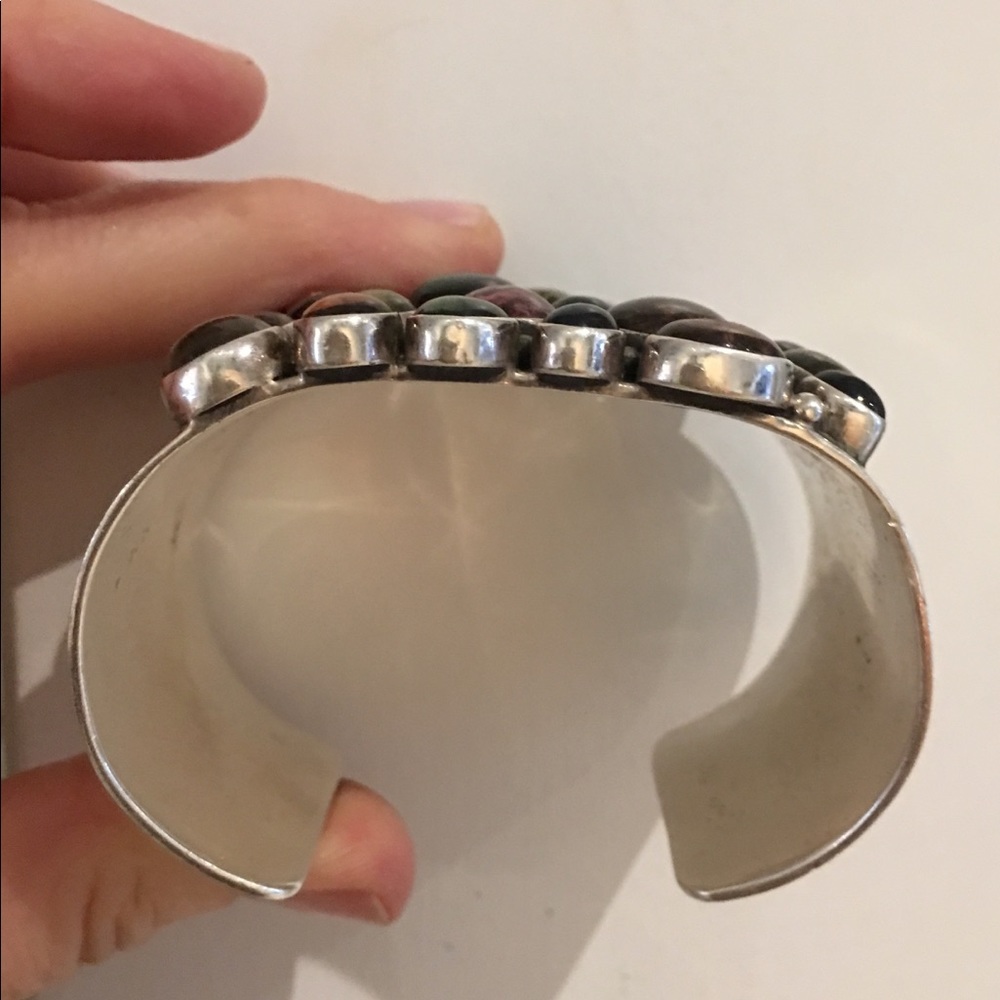 Semi Precious Multi- Colored Silver Bangle - image 2